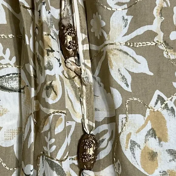 VTG Simply Fashion Full Semi-Sheer Embroidered Skirt Womens 34 Beige Floral Midi - Picture 13 of 15